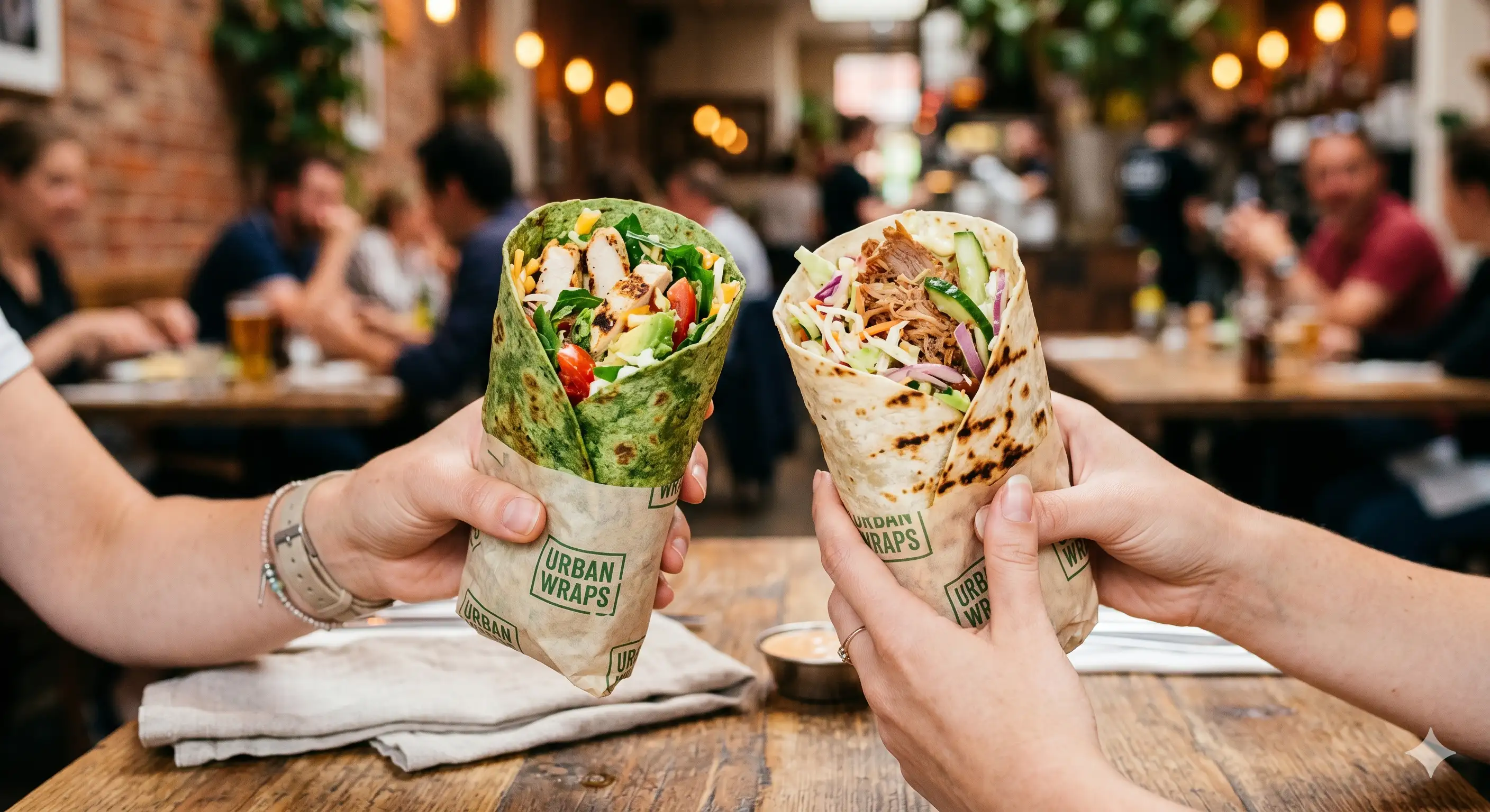 Wraps held in hands